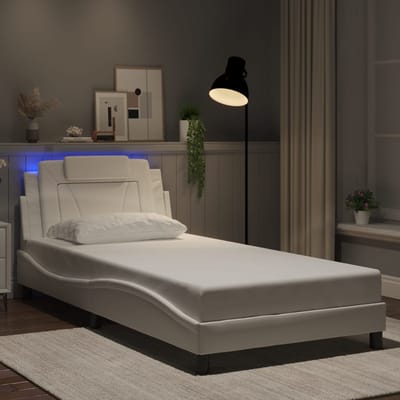 vidaXL - Bedframe - "Viana" - met - LED - zonder - matras - wit - 100x200 - cm