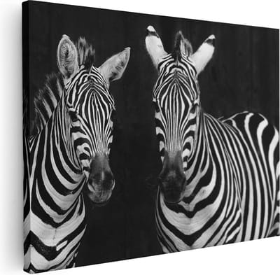 Artaza Canvas Schilderij Zebra - 40x30 cm - Klein - Wanddecoratie Afrika - Muurdecoratie Woonkamer - Kamer Accessoires