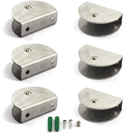 Dailygoods- Klembeugel Roestvrij Staal - Wandmontage - Plank Clips - Ondersteuning - Pack van 6 - Geschikt voor Glas 6-10 mm - Plankbeugel