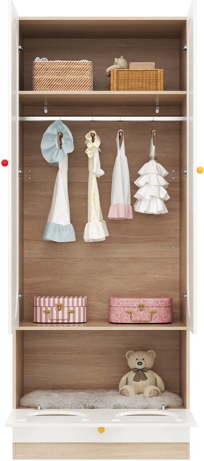 Wit natuurhout gelakt mdf spaanplaat combinatie kinderkledingkast 80×50×200cm opslag kinderkamer en slaapkamer