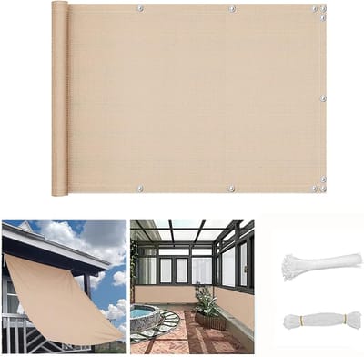 Balkonscherm Inkijk - Privacyhoes Tuin - Balkon Afschermen - Waterdicht Weerbestendig - 140 x 800 cm - Zandkleurig
