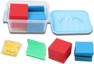Set van 10 Basis Blokken voor Wiskunde in de Klas - Telblokken, Plaatswaarde en Meetkundige Cubes voor Kinderen als Leermiddelen