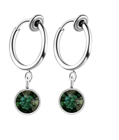Klem oorbellen -Arcen -zilverkleur- groen- geen gaatje- Charme Bijoux