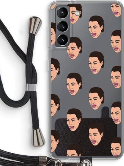 Case Company® - Hoesje met koord geschikt voor Samsung Galaxy S21 hoesje met Koord - Ugly Cry Call - Telefoonhoesje met Zwart Koord - Bescherming aan alle Kanten en Over de Schermrand