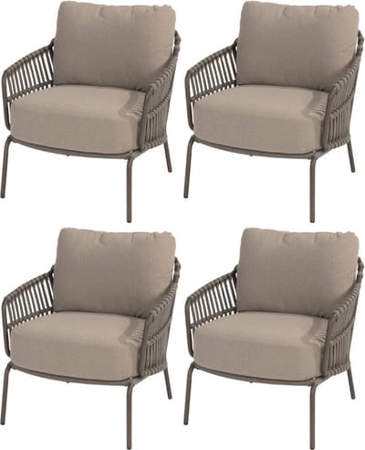 Amalfi Pasadena low dining tuinset 5 delig zand