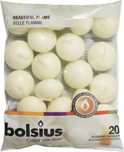 Bolsius Drijfkaarsen - 2 zakken met 20 stuks - Ivoor - drijfkaarsen