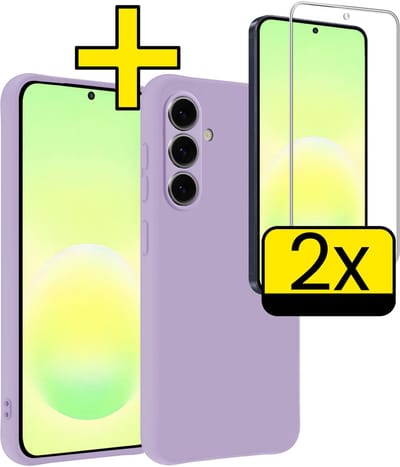 Hoesje - Met 2x Screenprotector - Geschikt voor Samsung Galaxy A57 - Sterk & Shockproof - Back Cover - Siliconen Case - Telefoon Hoes - Telefoonhoesjes - Lila