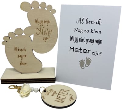Geschenkbox Wil jij mijn METER zijn? | BEIGE | voetjes | sleutelhanger | meter vragen | meter worden | peettante vragen | peettante worden | cadeau | doosje met een vraag