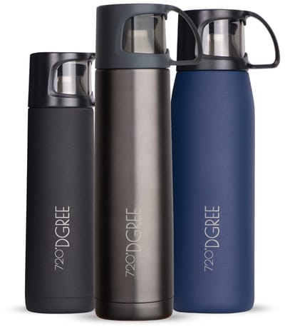 Dailygoods - Thermosfles 'Follow' - Roestvrijstalen Dubbelwandig met Beker