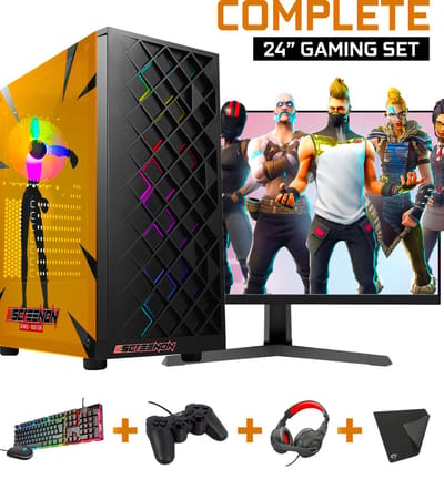 ScreenON - Complete Fortnite Gaming PC Set - X18899 - V1 ( Game PC X18899 + 24 Inch Monitor + Toetsenbord + Muis + Controller )