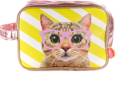 Kunstboer Toilettas Pink Glasses - Kat met roze bril - poes
