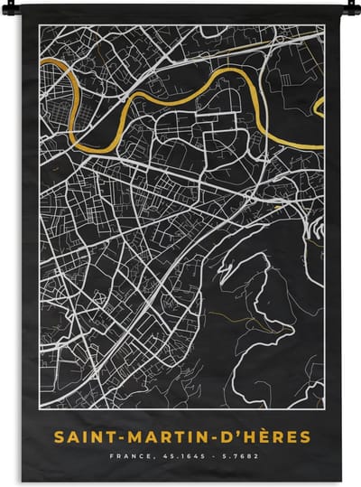 Wandkleed - Wanddoek - Frankrijk - Saint-Mirtin-d'Hères - Stadskaart - Kaart - Plattegrond - 120x180 cm - Wandtapijt
