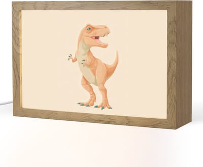 Nachtlampje 30x20 cm - Kinder lampje - Dino - T-Rex - Oranje - Tafellamp kinderkamer - Slaapkamer lamp - Bedlamp kinderen - Kinderlampje stopcontact - Wandlamp babykamer - Nachtlampjes