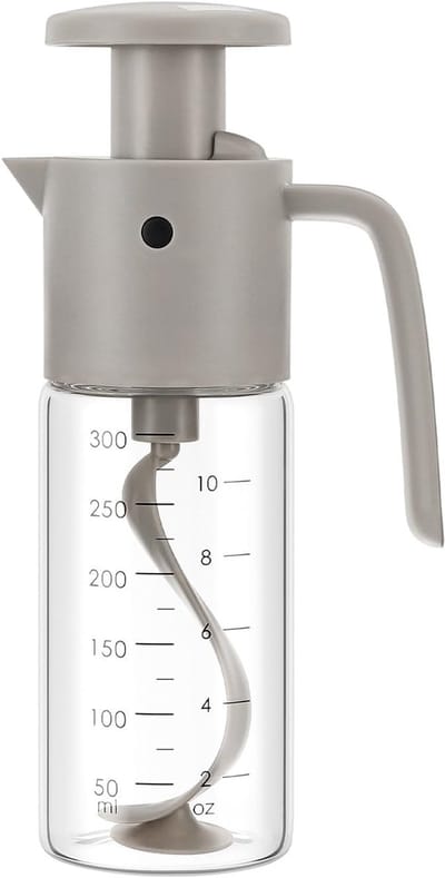 Salad Dressing Mixer, 300 ml Bird-Like Saus Shaker grijs, instelbare debiet, vaatwasmachinebestendig, bewaarfles geschikt voor olie, azijn, keuken, restaurant