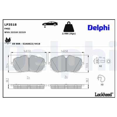 Remblokset DELPHI LP3518, voor