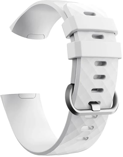 CHPN - Horlogebandje - Bandje geschikt voor Fitbit - Fitbit Charge 3 & 4 Sportbandje - Wit - M/L - Horlogeband - Armband -Polsband - Stappenteller