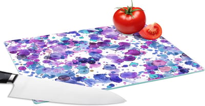 Glazen Snijplank - 28x20 - Waterverf - Patronen - Paars - Snijplanken Glas