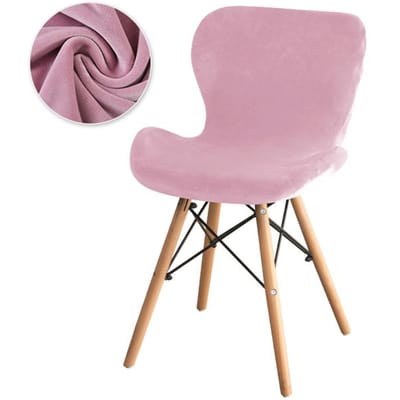 Roze vlindervormige accentstoelhoes Zachte fluwelen elastische eetkamerstoelhoezen voor meisjeskamer Make-up stoelhoes Woonkamer 1Pc