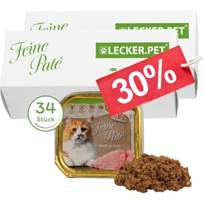 34 x 100 g Lecker.Pet® Balu's Feine Paté Reich an Pute kattenvoer natvoer compleet voer