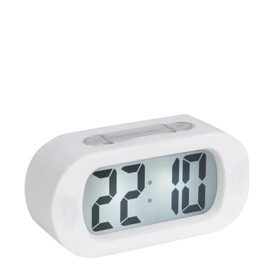 Karlsson Wekker Gummy - Rubberized Wit - 14x7x5cm - Scandinavisch - Wekker voor slaapkamer - Wekkers