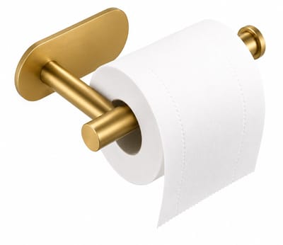 Toiletrolhouder Zelfklevend – Goud RVS – Zonder Boren – 16 x 10 cm