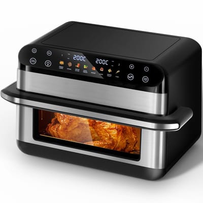 Saikefy Airfryer XXL - 11 L - 8Programma's - Dubbele Mand - Flexible Basket - Voor Pizza - Tot 8 Personen - Zilver