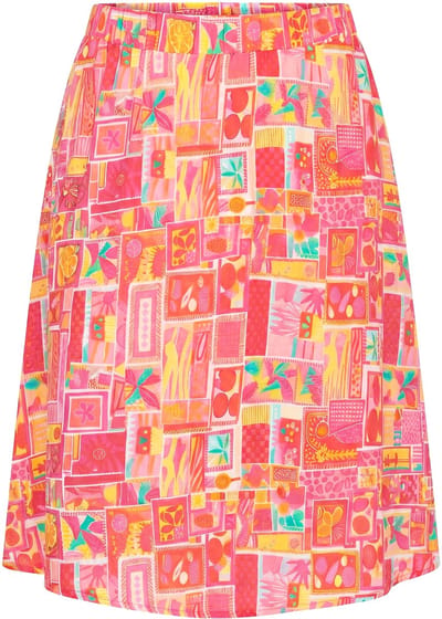 Angel of Style - Dames - Midi-rok A-lijn allover print elastische tailleband - Hibiscusrood - Maat 50
