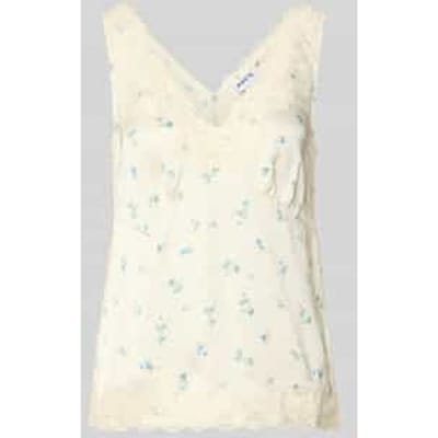 Blousetop van viscose met kanten afwerking