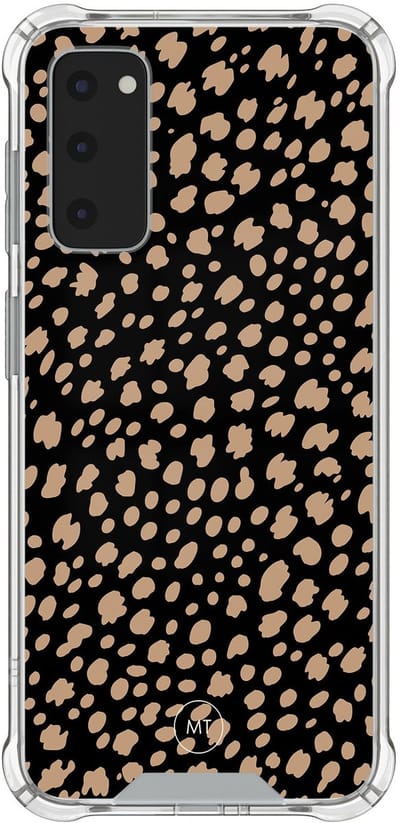 Hoesje (shockproof) geschikt voor Samsung Galaxy S20 FE - Savannah spots - Extra sterke case - TPU/polycarbonaat - Gestipt - Zwart, Bruin, Transparant