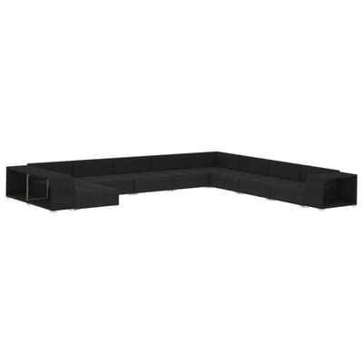 vidaXL - 11-delige - Loungeset - met - kussens - poly - rattan - zwart