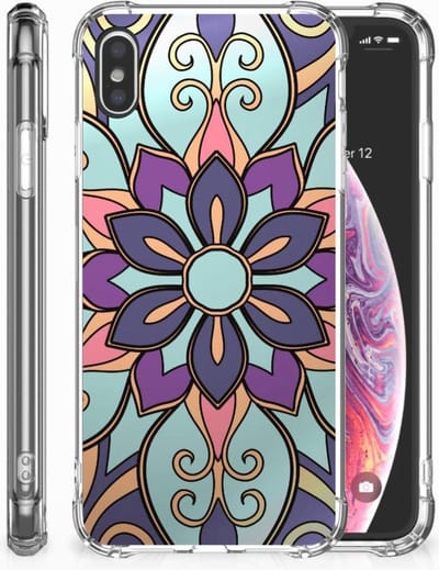 TPU Case Anti-Shock voor Apple iPhone Xs Max Case Purple Flower