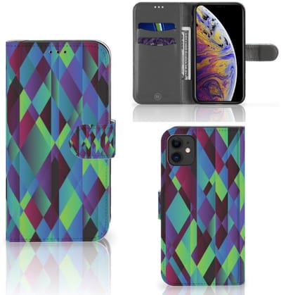 Apple iPhone 11 Book Case Abstract Green Blue