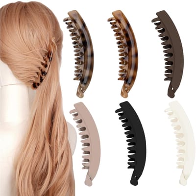 banaanclip, banaanclip voor dik haar, banaanclip voor haar, vintage banaan-haarspelden paardenstaart, haarclip, haarklemmen voor vrouwen en meisjes, banaan haarspelden