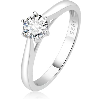 Potiy Moissaniet D Kleur 0.5ct 1ct 2ct Ronde Slijpvorm S925 Sterling Zilver Solitair Trouw Verlovingsring voor Vrouwen 6&GRA Certificate white