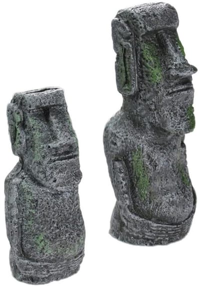 Store_7 - Antieke standbeelden - Aquariumdecoratie - Set van 2 - Moai