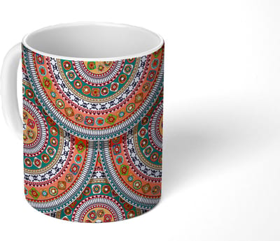 Mok - Koffiemok - Cirkels - Azteken - Patronen - Zuid-Amerika - Mokken - 350 ML - Beker - Koffiemokken - Theemok