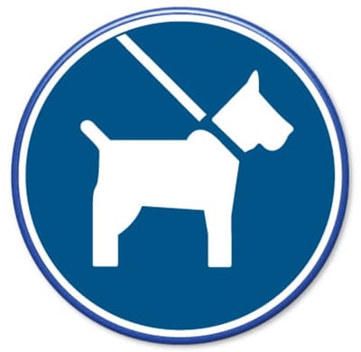 Bord honden aangelijnd rond Ø40 cm - Bevestiging: Met paal 150 cm + paalbeugels + paaldop
