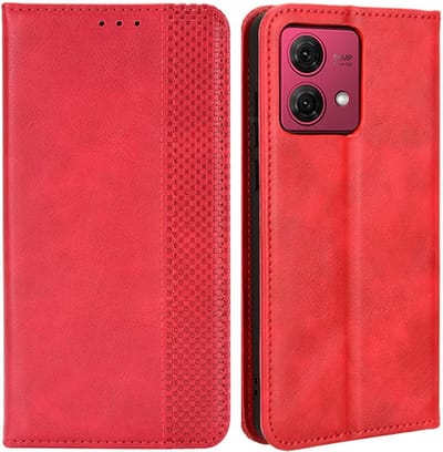 Coverup Hoesje - Geschikt voor Motorola Moto G84 Hoesje - Coverup Vintage Style Book Case - Rood