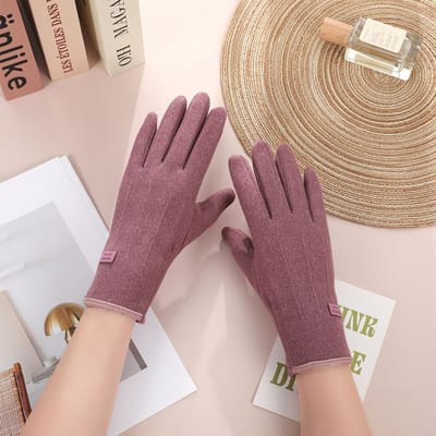 Gants chauds pour femmes pour l'équitation et la conduite en extérieur, véhicule électrique coupe-vent plus velours, automne et hiver, écran tactile, gants d'automne et d'hiver One Size beige