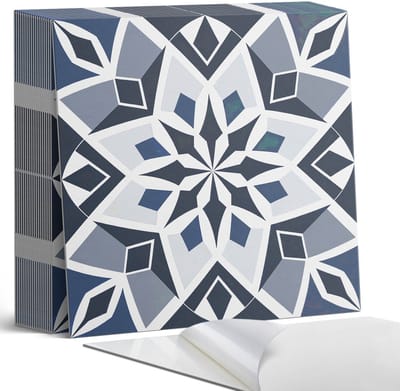 Coloray Plaktegels - Geometrisch bloemenpatroon Zelfklevende Tegels - 20 cm x 20 cm - Grijs Plaktegels - 20 stuks - Vierkant PVC Tegels - Plaktegels Badkamer - Plaktegels Vloer - Vinyl Tegels Zelfklevend - Wandtegel Zelfklevend