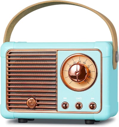 Retro Draagbare Bluetooth-Spreker, FM-Radio-Spreker met 3W Krachtige Luidspreker, Basmembraan, Handsfree Bellen, Vintage Pocket Speaker USB/TF Card/AUX-ondersteuning (Blauw)