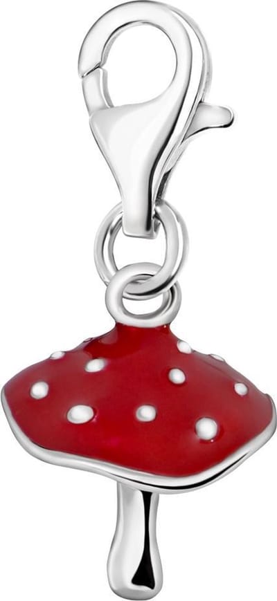 Quiges – 925 - Zilver – Charm - Bedel - Hanger - 3D Rode Paddestoel - met – sterling - zilver - karabijnslot - geschikt - voor - Bedelarmband HC277