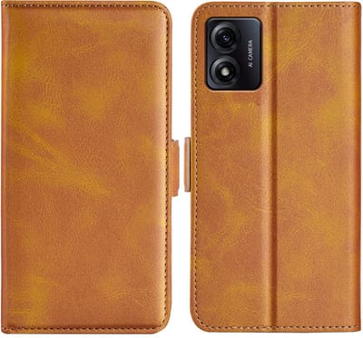 MobyDefend Hoesje - Geschikt voor Motorola Moto E13 - Luxe Wallet Book Case (Sluiting Zijkant) - LichtBruin