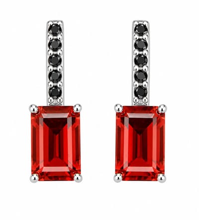 925 Sterling Zilveren Oorbellen met Granaat & Spinel – Rhodium Plated – Handgemaakte Luxe Edelsteen Oorhangers – Rode Garnet Oorbellen voor Dames
