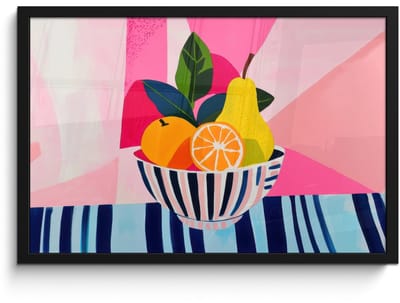 Poster in lijst - Fotolijst 60x40 cm - Posters - Fruit - Abstracte achtergrond - Roze - Posterlijst zwart - Decoratie - Wanddecoratie woonkamer - Muurdecoratie slaapkamer