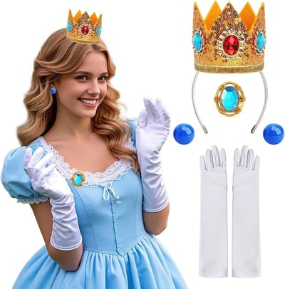 Roze Prinses Kostuum Set met Kroon en Handschoenen voor Vrouwen en Meisjes - Perfect voor Carnaval, Halloween en Cosplay Feesten