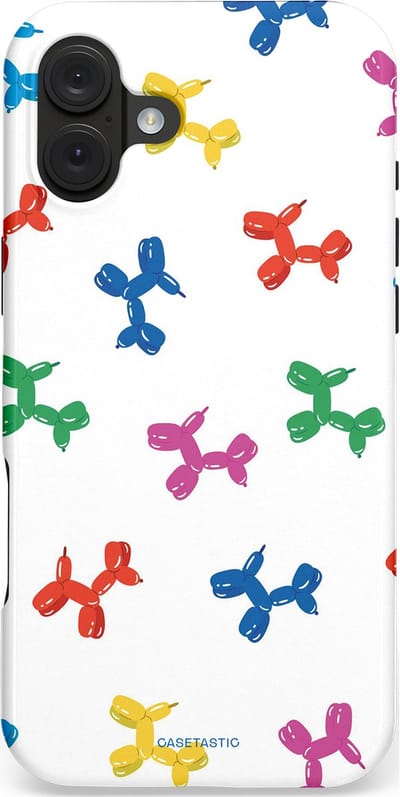 Casetastic hoesje geschikt voor Apple iPhone 16 Plus - MagSafe - Dubbellaagse bescherming - Ballonnen hondje - Fashion Case - Wit