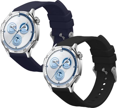 kwmobile 2x horlogebandjes geschikt voor Huawei Watch GT5 46mm / GT5 Pro 46mm bandje - Smartwatch bandjes van TPU - Activity tracker horloge band in zwart / donkerblauw