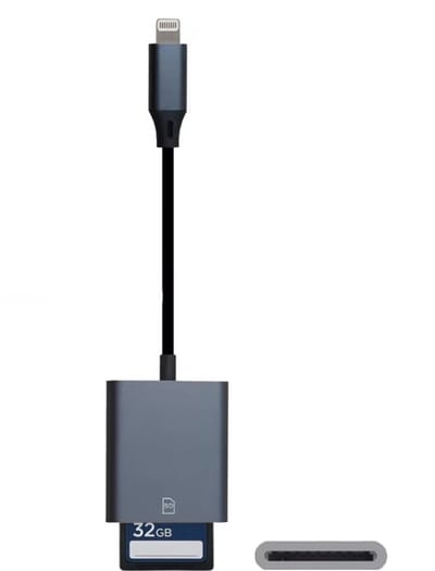 NÖRDIC Lightning SD Kaartlezer - SD Kaart - Geschikt voor Smartphone & Tablet - Metalen Behuizing