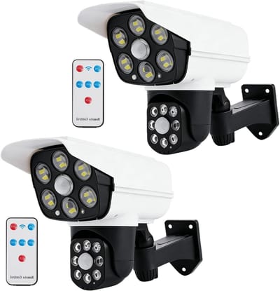Dummy Camera Set - Nep Camera Buiten - Diefstal Afschrikken - Op Zonne-energie - 2 Stuks - Wit